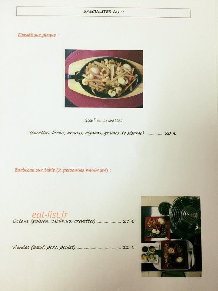 Restaurant au 9 — carte page 5