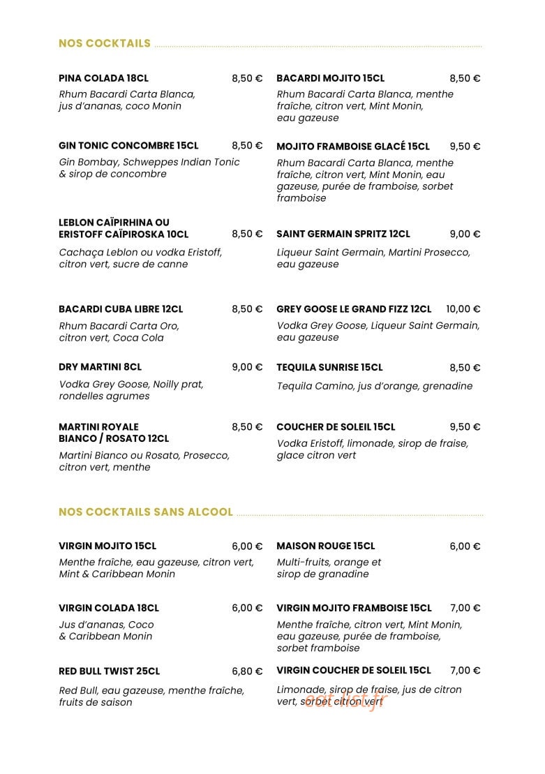Bistrot du Casino — carte page 2