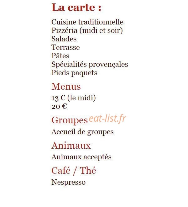 Hôtel Restaurant du Chemin Neuf — carte page 1