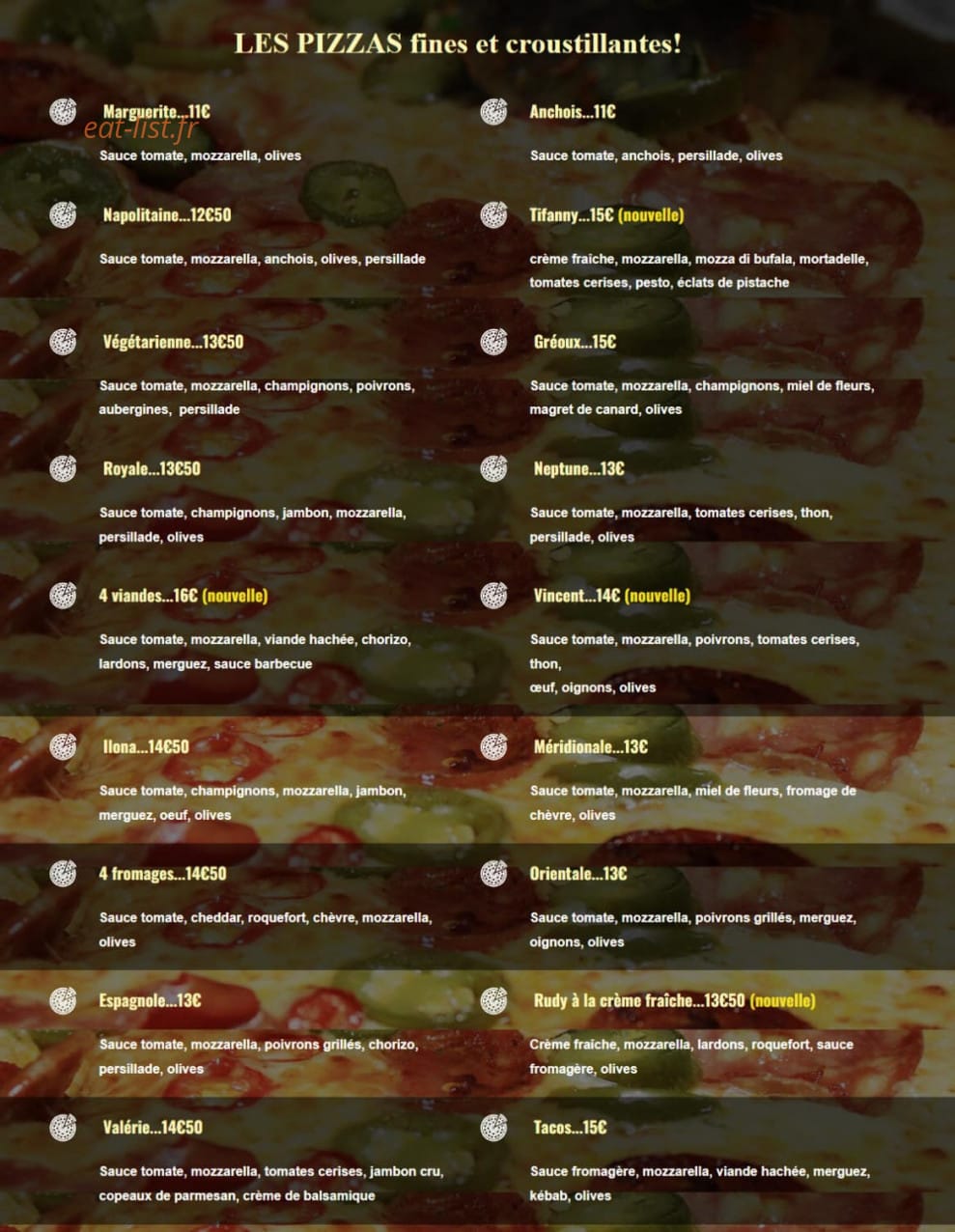 La pizza — carte page 1