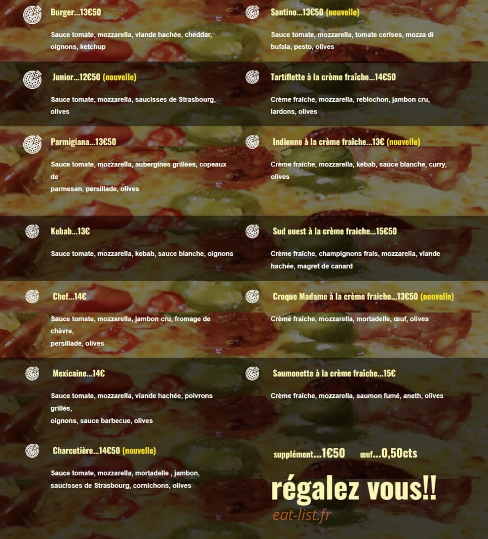 La pizza — carte page 2