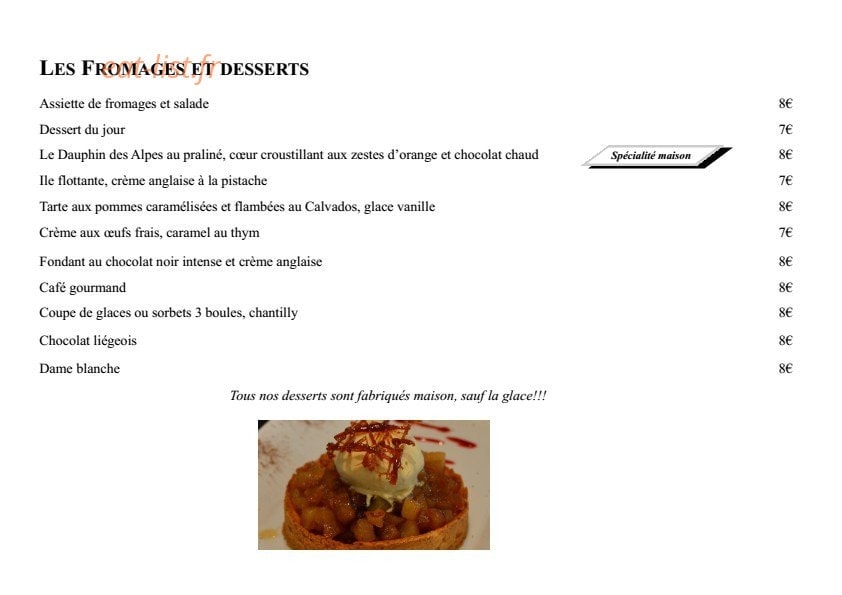 Restaurant les Alpes — carte page 4