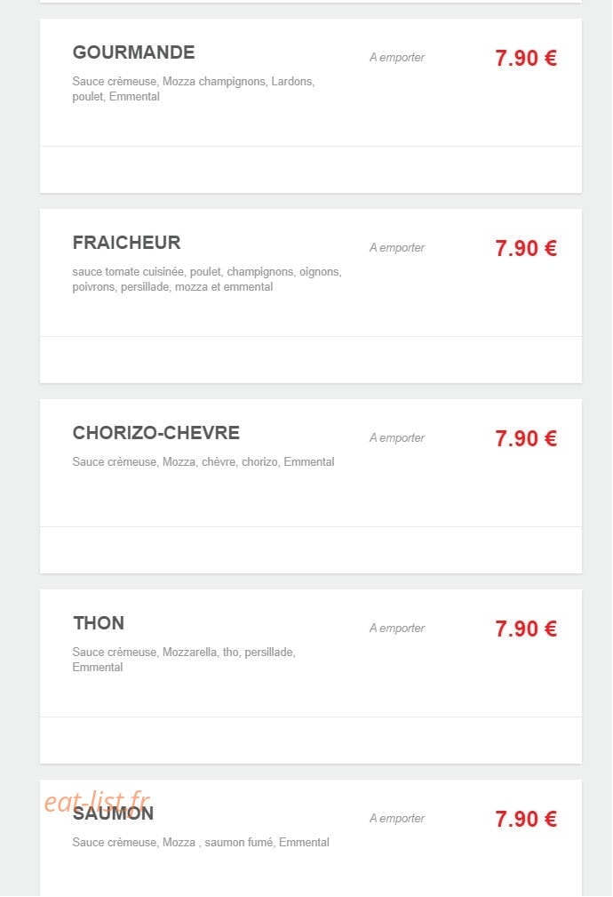 7 pizza — carte page 17