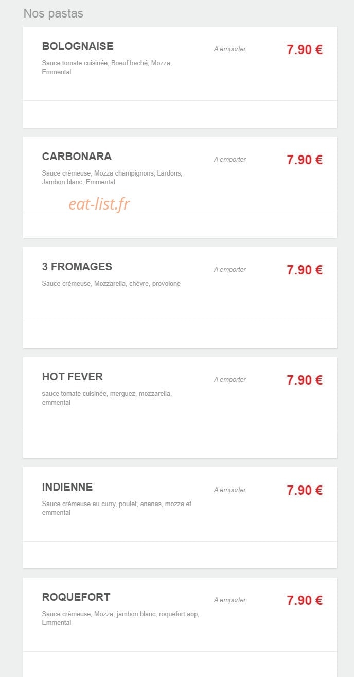 7 pizza — carte page 16