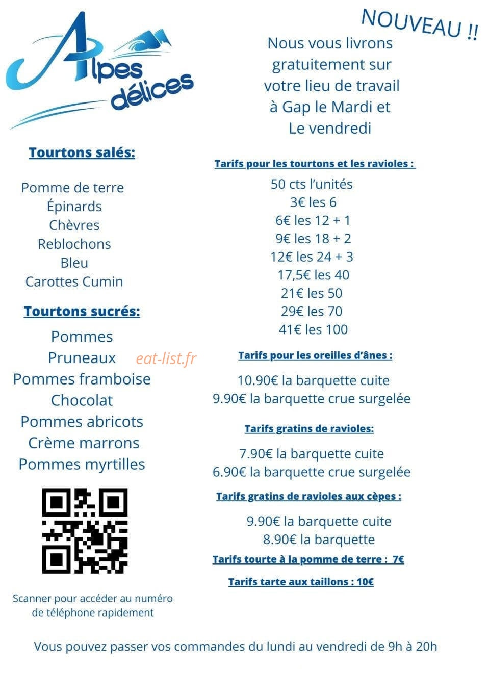 Alpes Délices — carte page 1