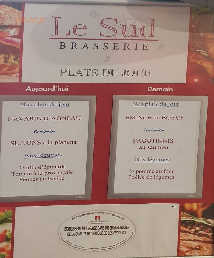 Brasserie Le Sud — carte page 2