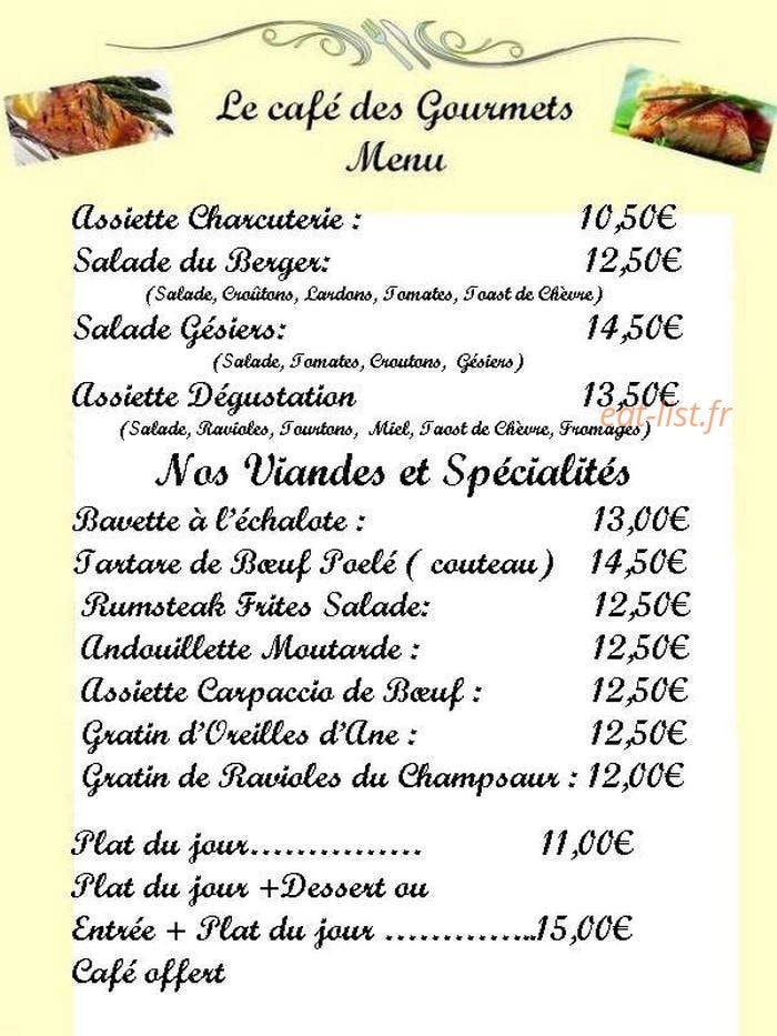 Café des Gourmets — carte page 1