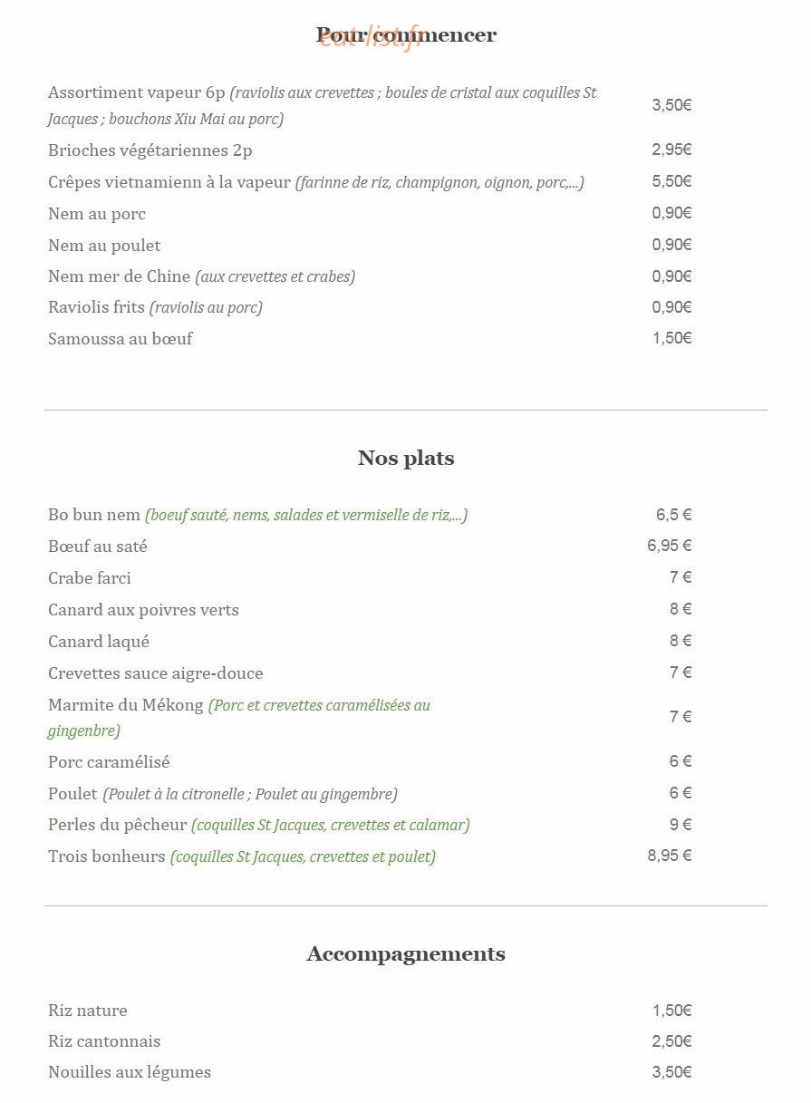 Chez Nguyen — carte page 1