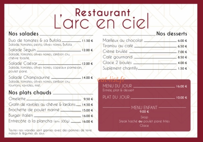 L'Arc en Ciel — carte page 1