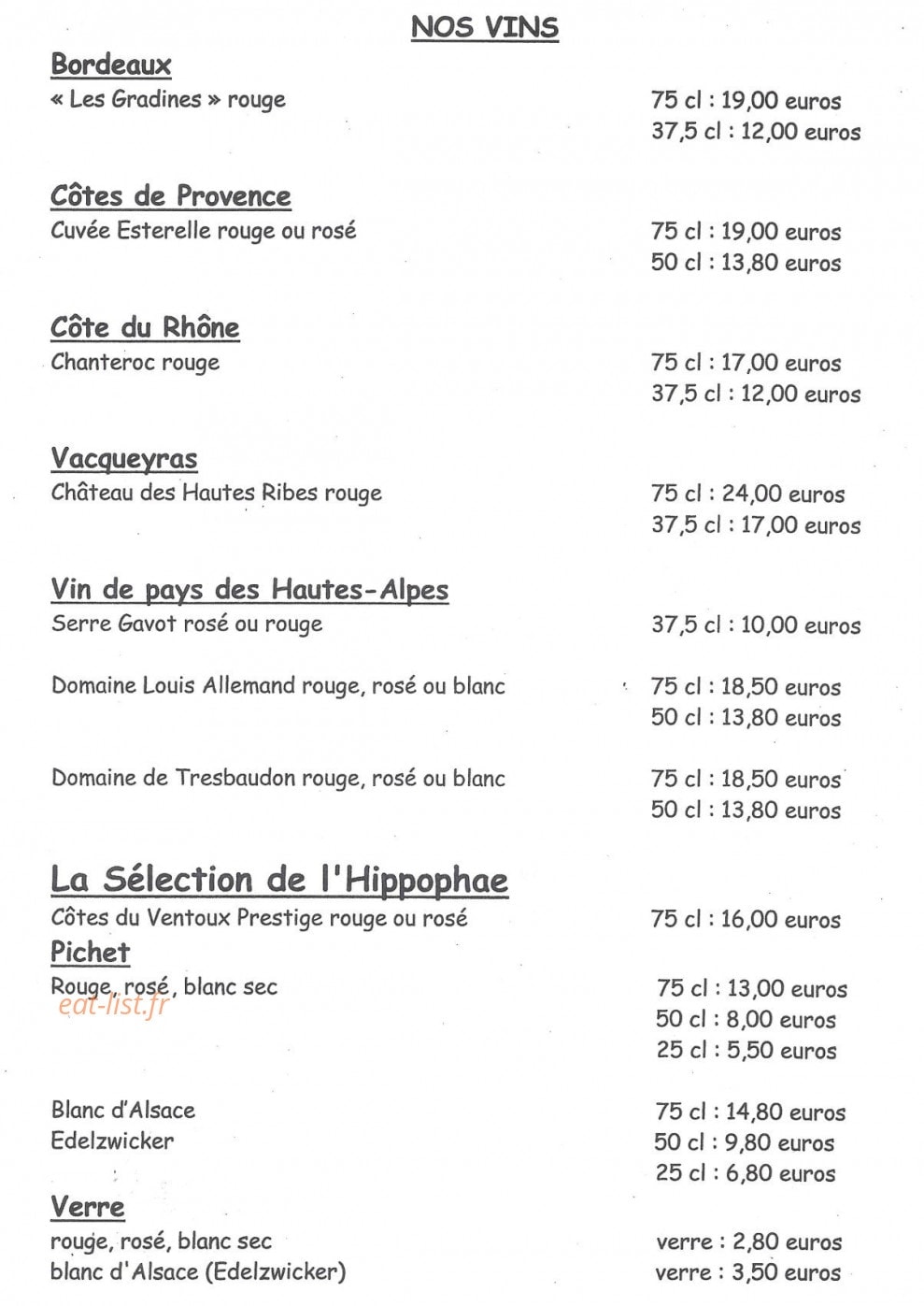 L'Hippophae — carte page 19