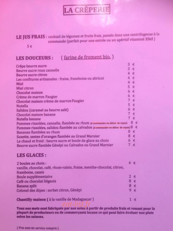 La Crêperie — carte page 2