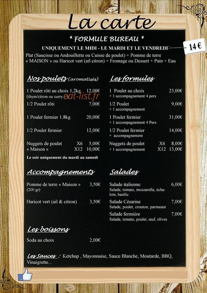 Carte et menu de La rôtisserie d'ici à Gap — Les poulets, salades,...