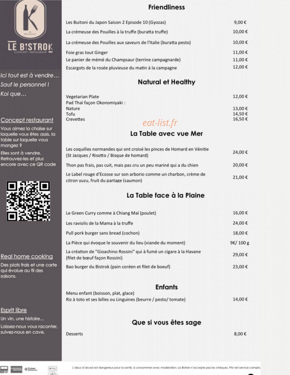 Le Bistrok — carte page 1