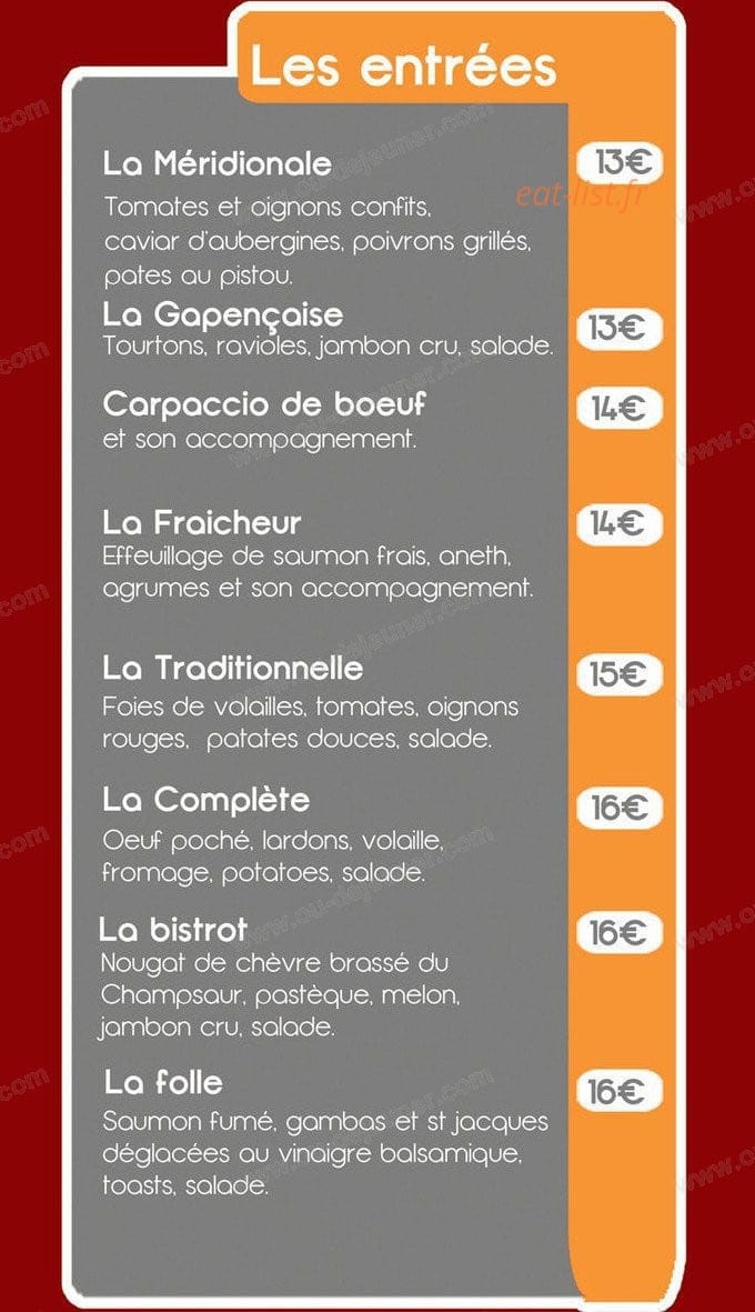 Le Bistrot Gapencais — carte page 2