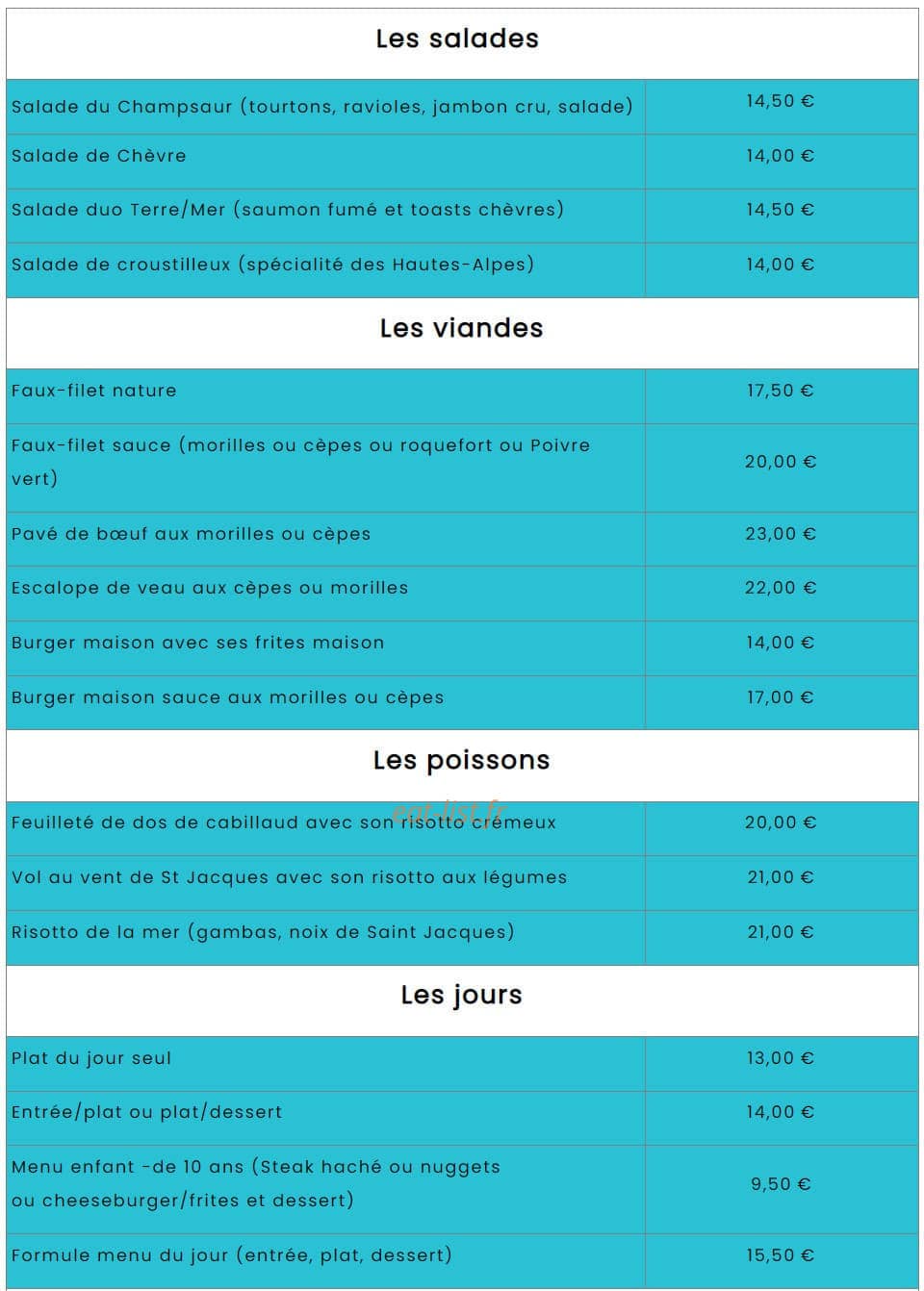 Le Chardon Bleu — carte page 1
