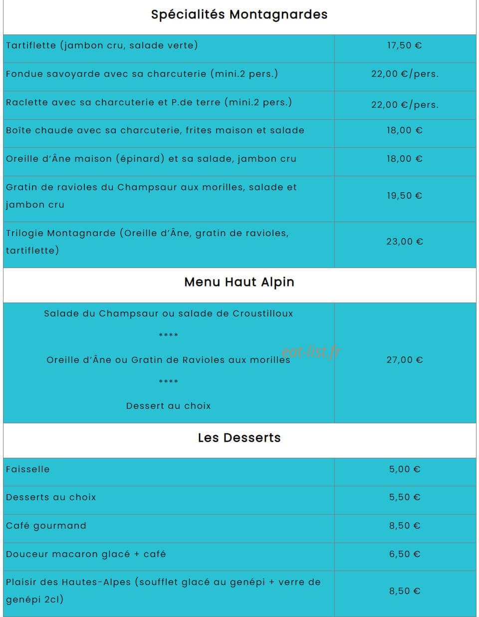 Le Chardon Bleu — carte page 2