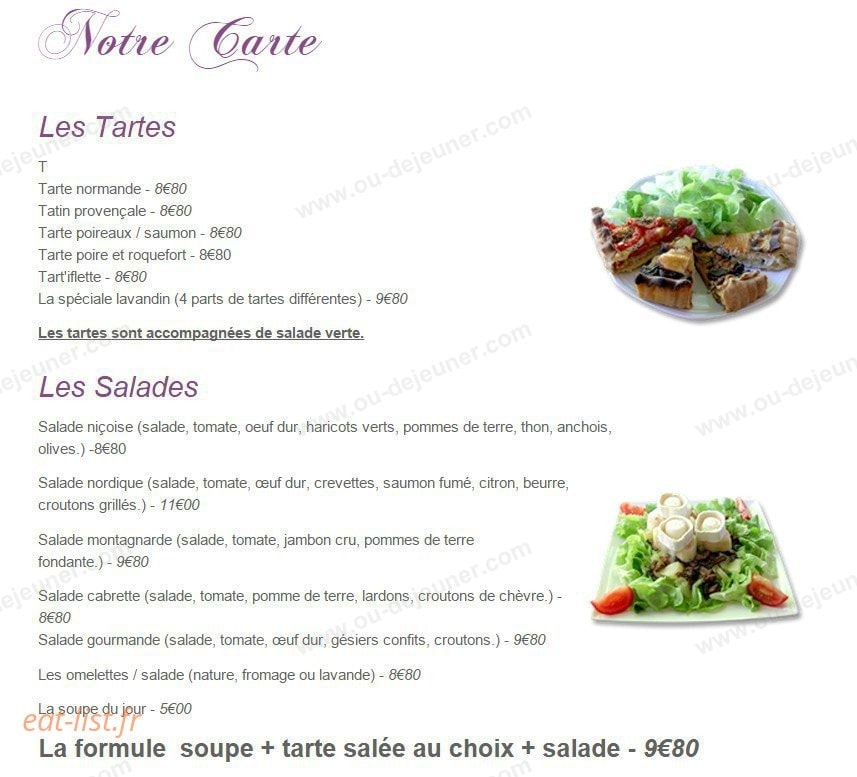 Le Lavandin — carte page 1