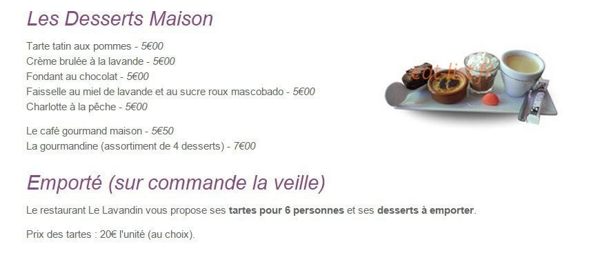 Le Lavandin — carte page 2