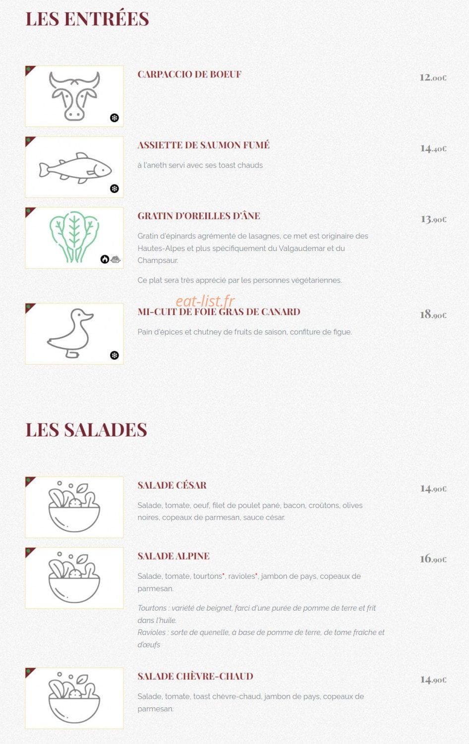 O' Tavern — carte page 1