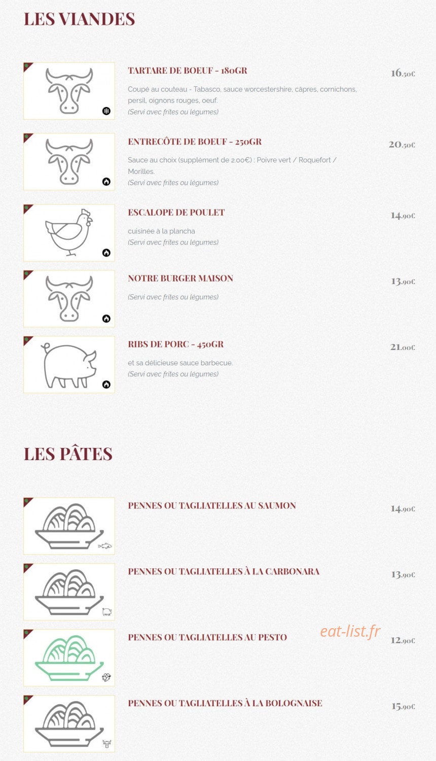 O' Tavern — carte page 2