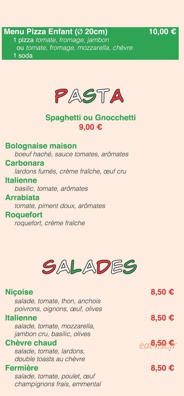 Pizza & Pasta — carte page 3