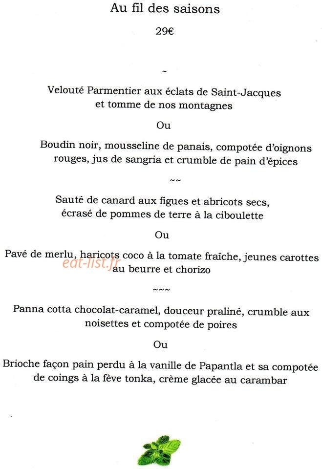 Restaurant La Menthe — carte page 2