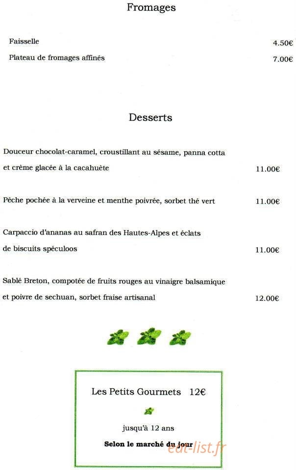 Restaurant La Menthe — carte page 4