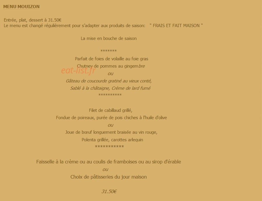 Restaurant le pasturier — carte page 1