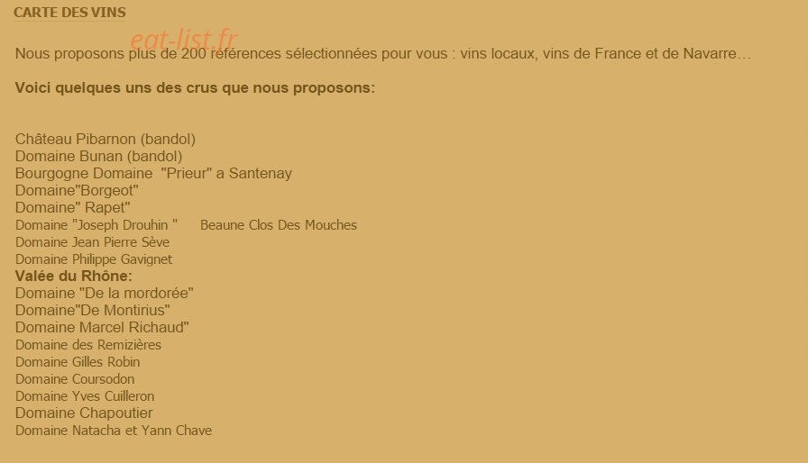 Restaurant le pasturier — carte page 5