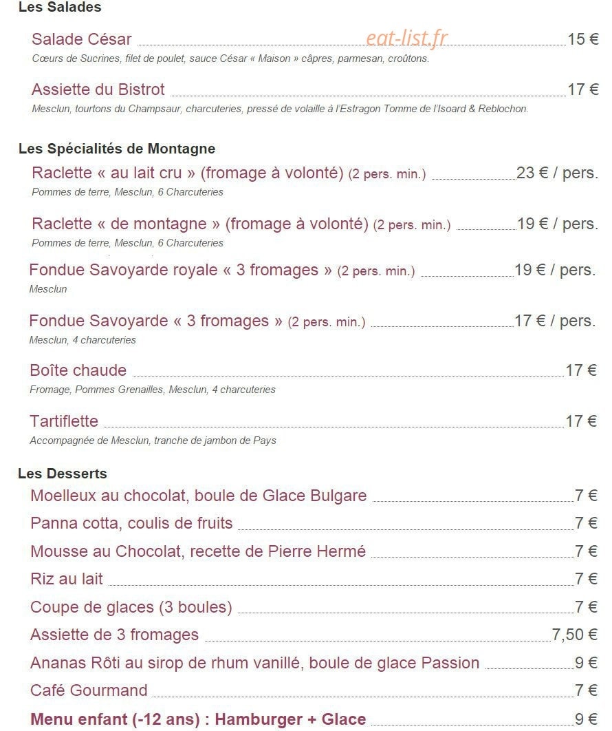 Auberge de la Paix — carte page 2