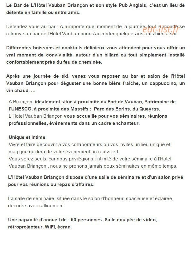 Hôtel Vauban — carte page 2