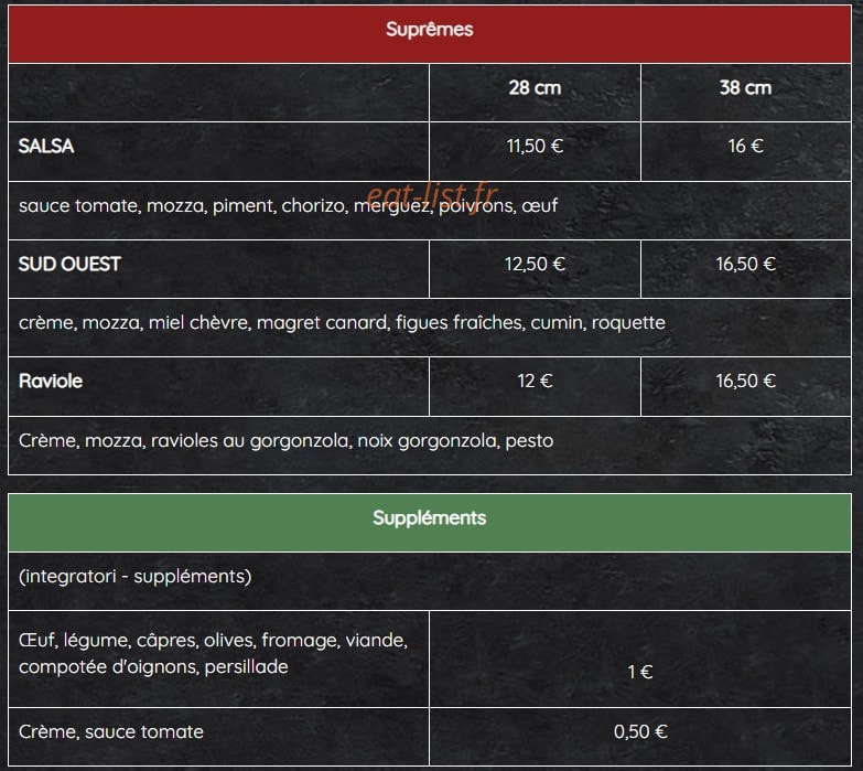 La Tour De Pizz' — carte page 5
