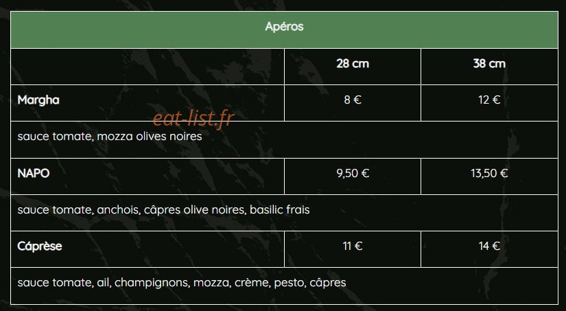 La Tour De Pizz' — carte page 2