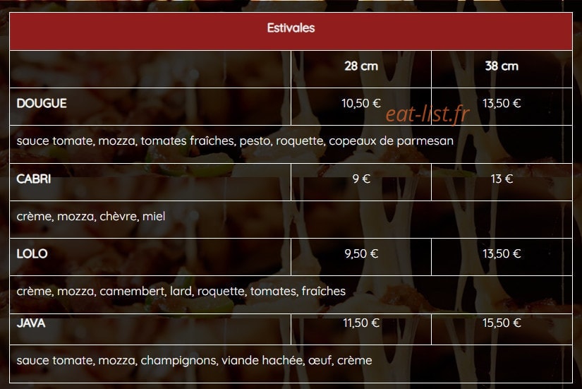 La Tour De Pizz' — carte page 3