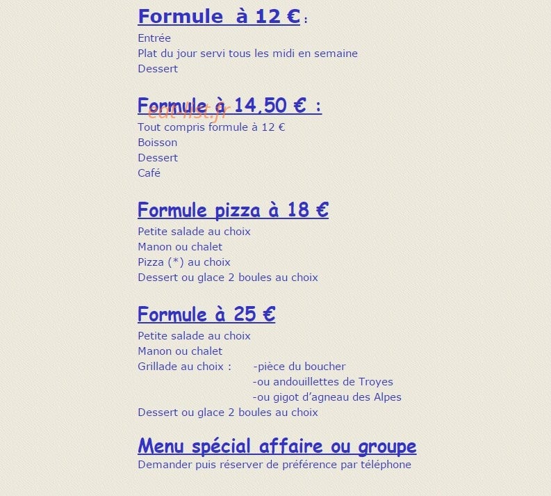 Le Chalet — carte page 8