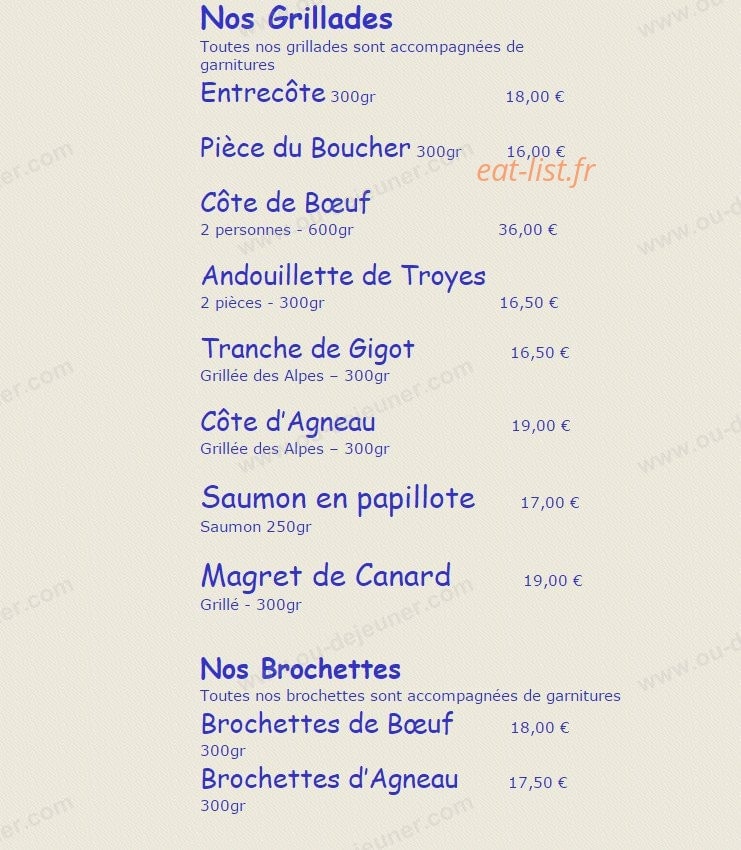 Le Chalet — carte page 4