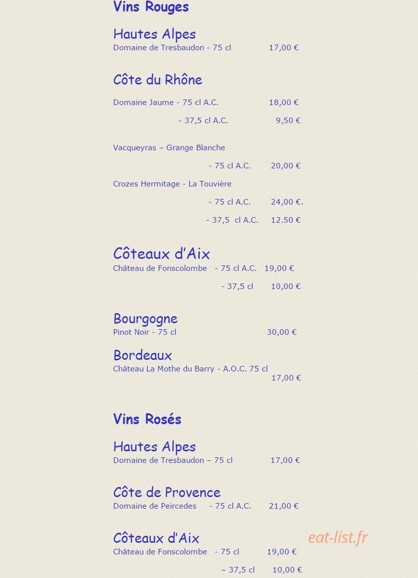 Le Chalet — carte page 9