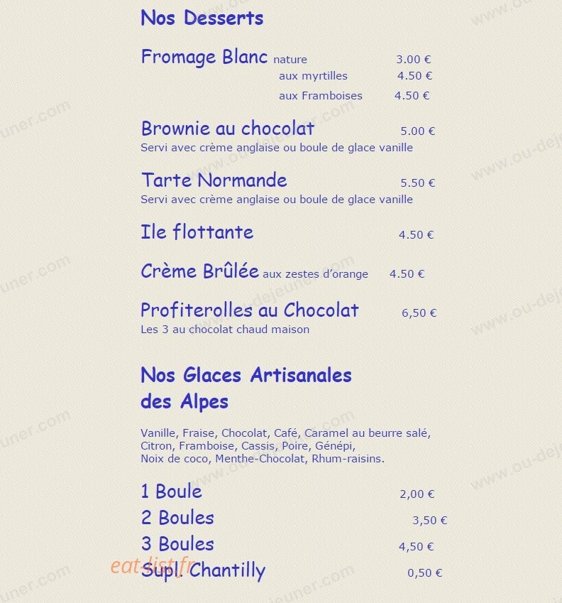 Le Chalet — carte page 6