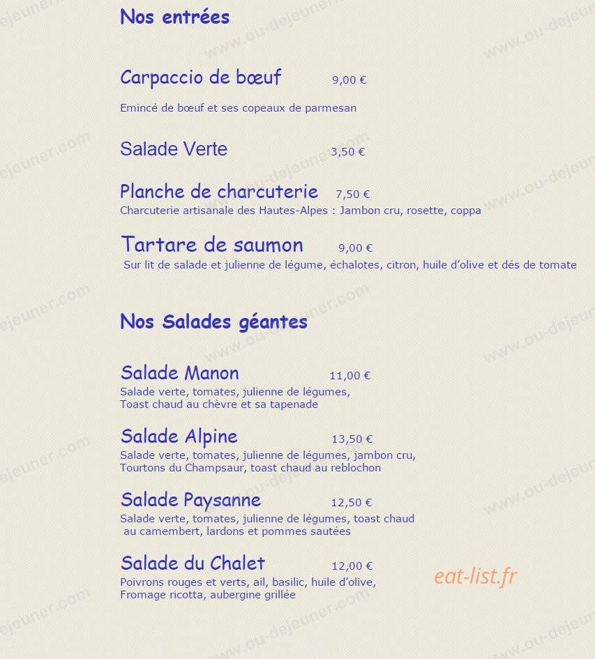 Le Chalet — carte page 5