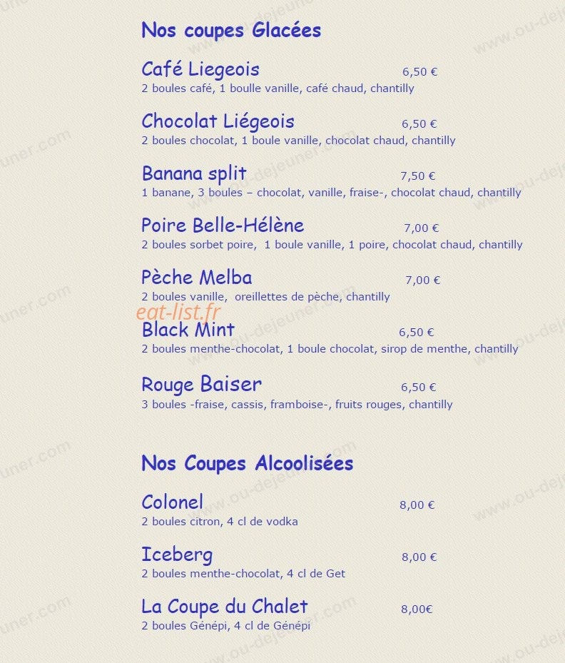 Le Chalet — carte page 7