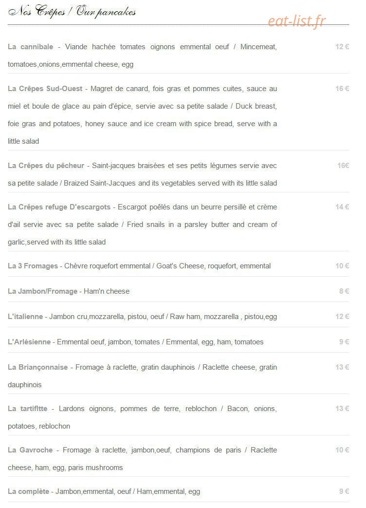 Le Gavroche — carte page 12