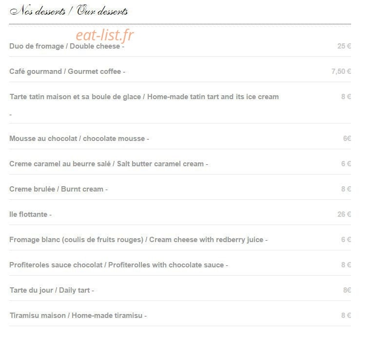 Le Gavroche — carte page 8