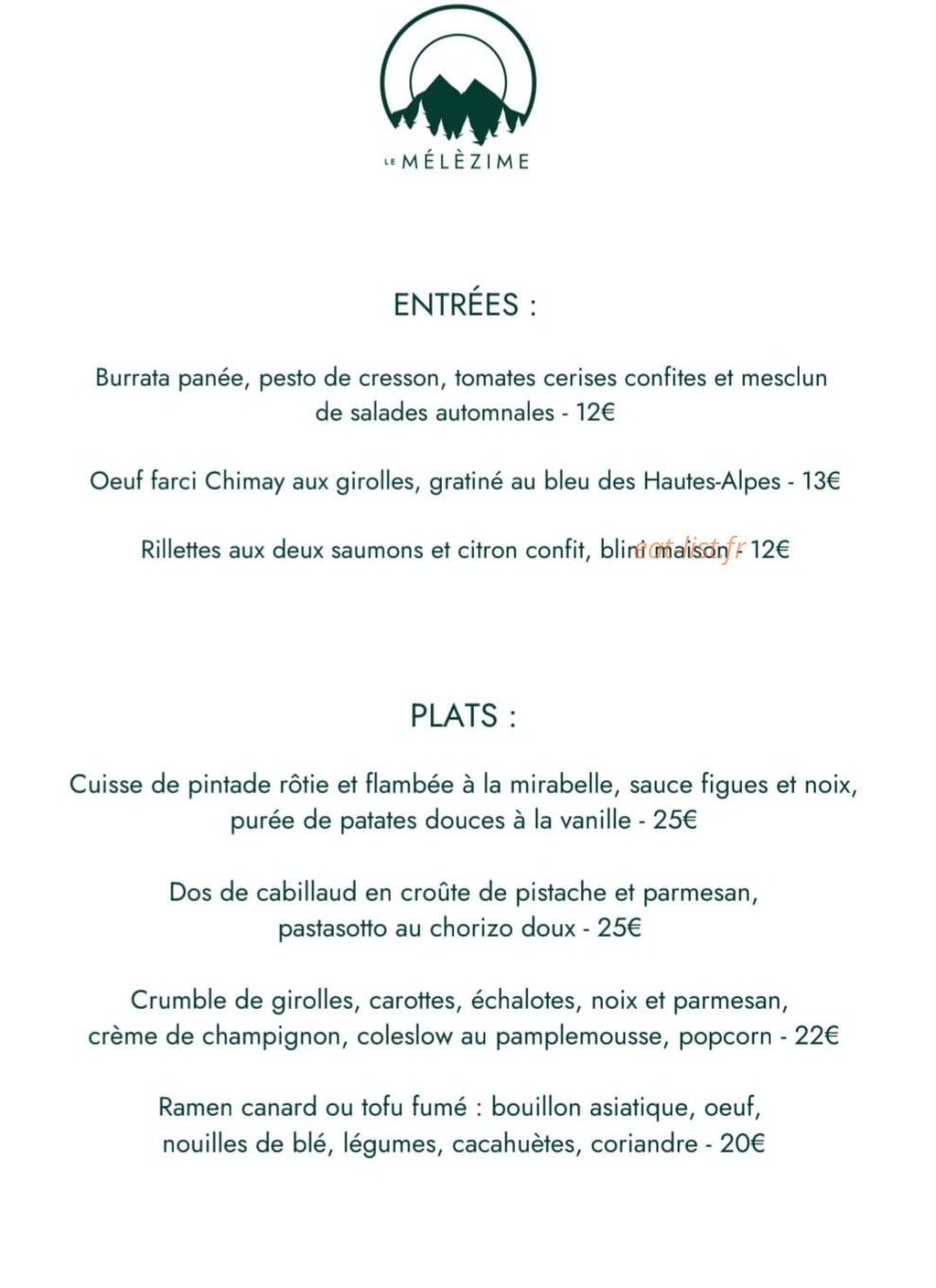 Le Mélèzime — carte page 1