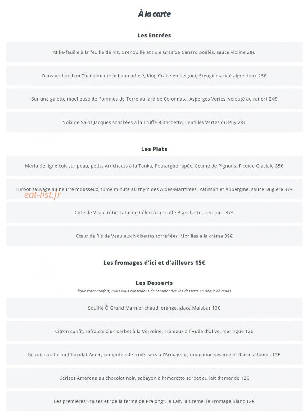 Le Péché Gourmand — carte page 3