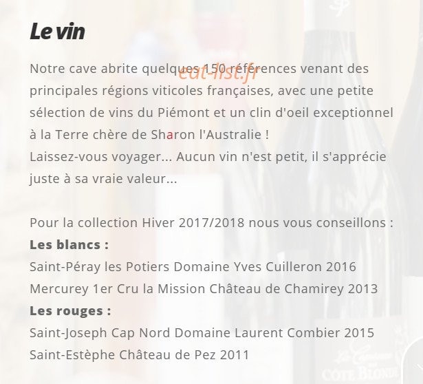 Le Péché Gourmand — carte page 5