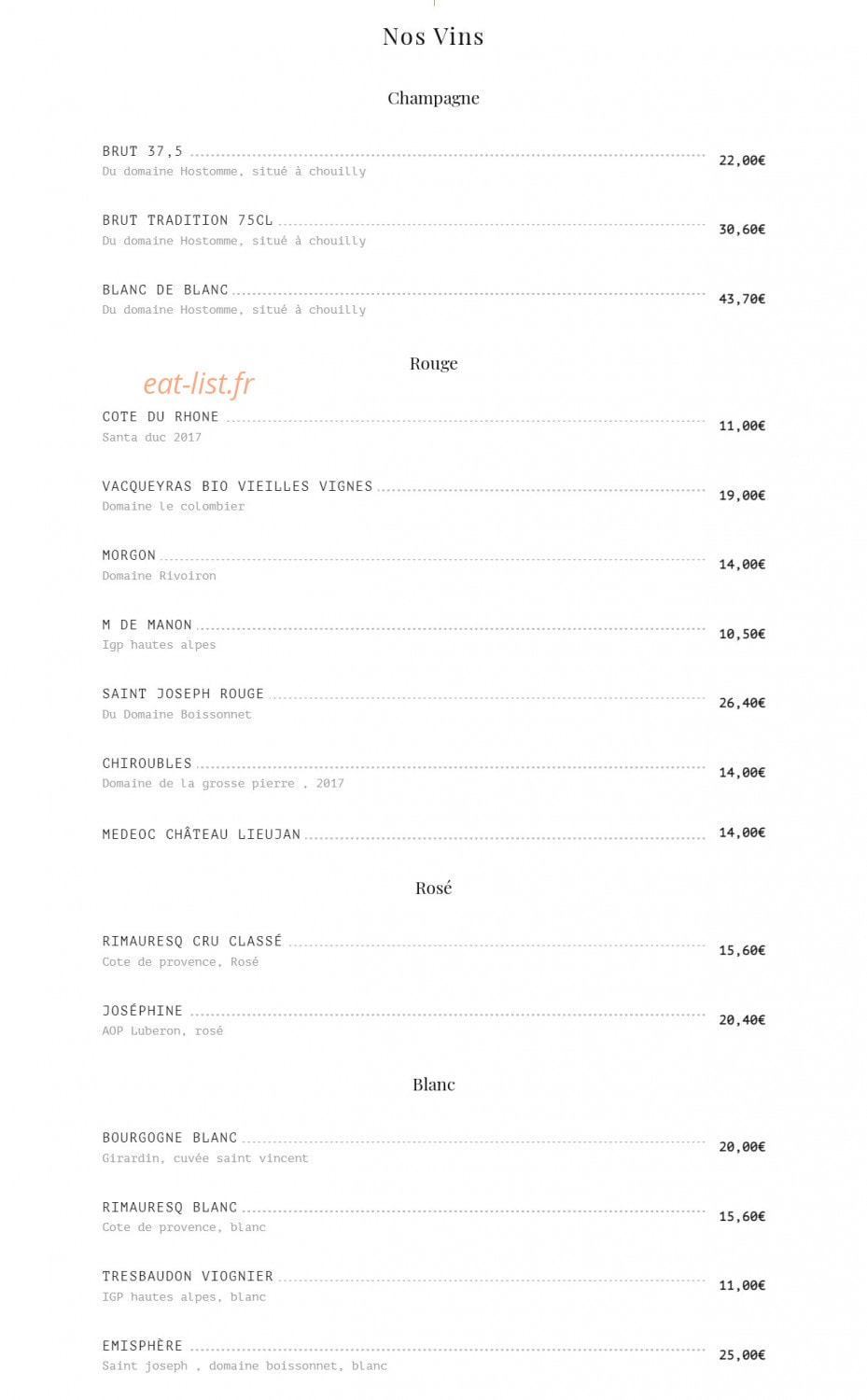 Le Quinze Neuf — carte page 11