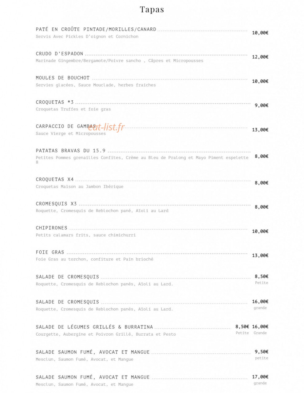Le Quinze Neuf — carte page 3