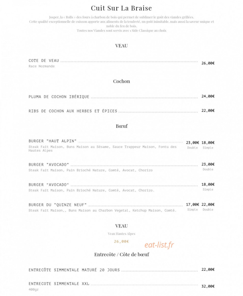 Le Quinze Neuf — carte page 5