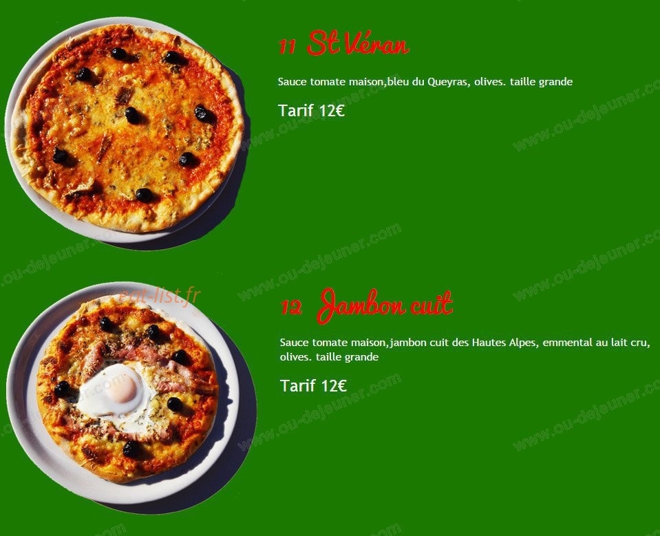 Pizzeria Saint Antoine — carte page 6