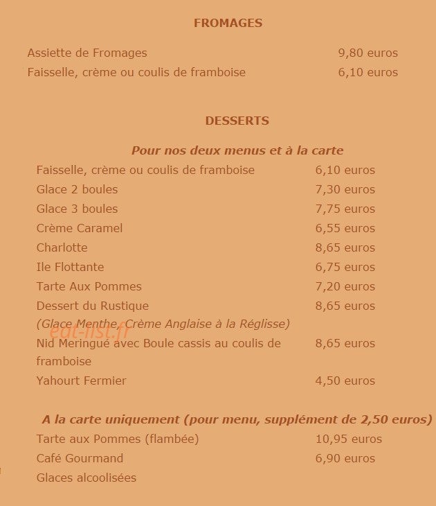 Restaurant le Rustique — carte page 5